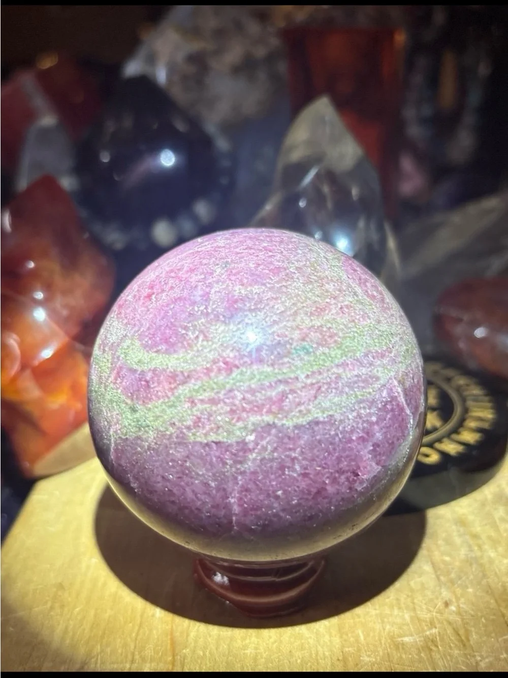 Pink Rhodonite Crystal Sphere